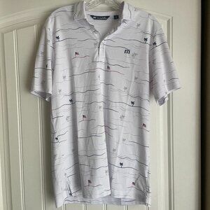 TravisMathew Red, White & Blue Patriotic Polo – Size M – White – New Without Tag